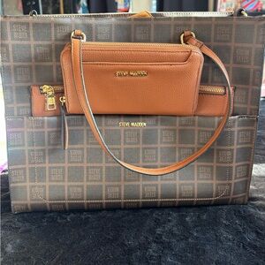Steve Madden Brown and Tan Tote with Pouch